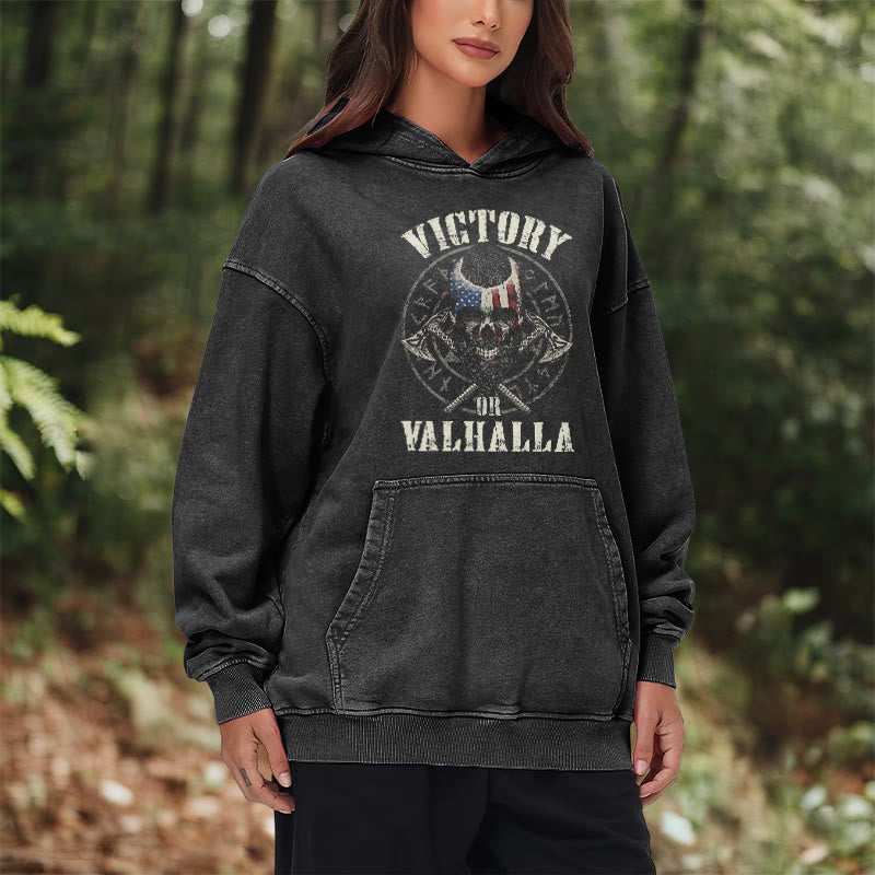 WorldNorse Victory Or Valhalla Warrior Washed Hoodie - image 13