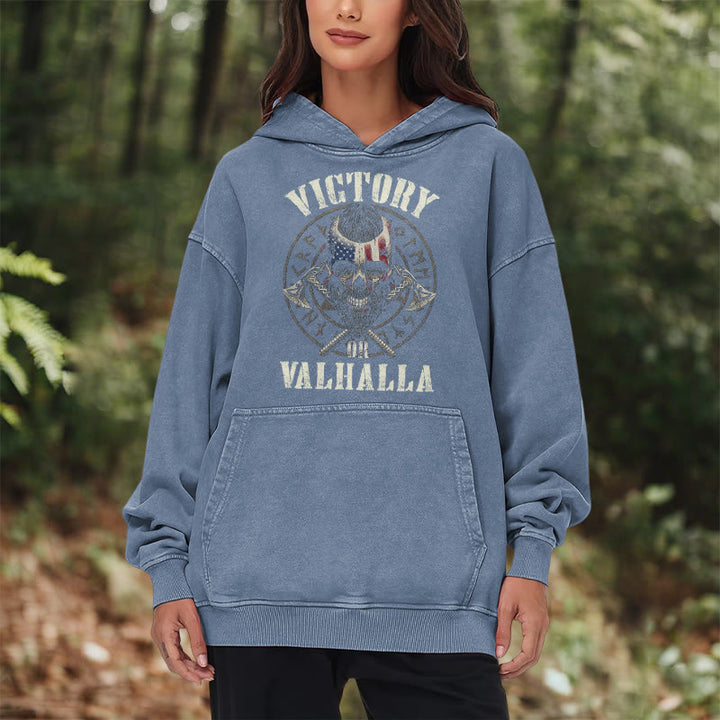 WorldNorse Victory Or Valhalla Warrior Washed Hoodie - image 27