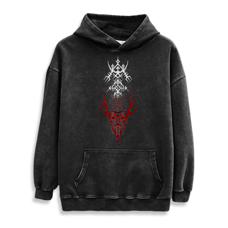 WorldNorse Viking Helm Of Awe Print Washed Hoodie - image 3