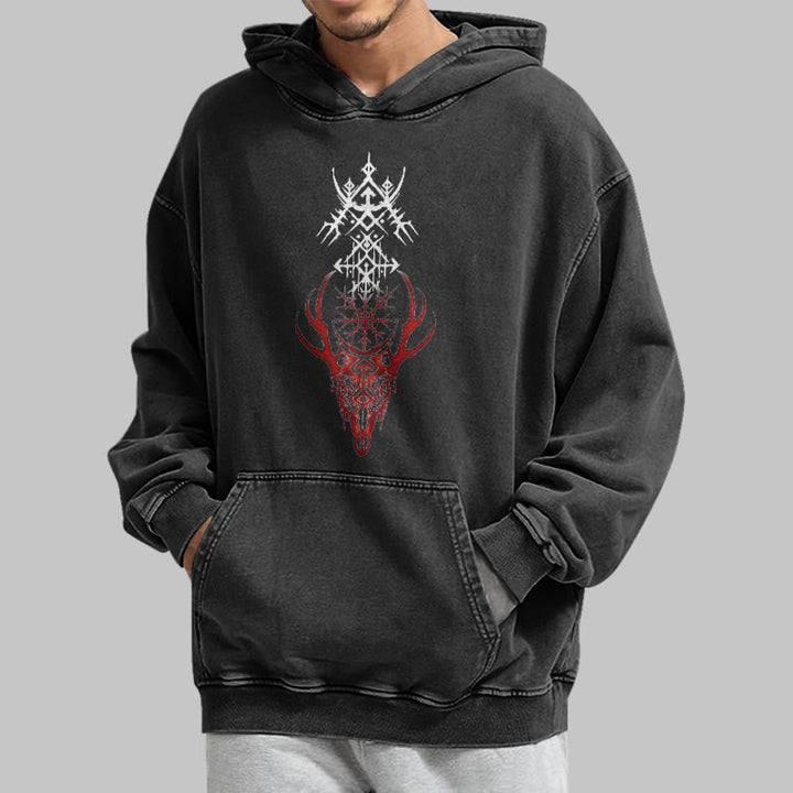 WorldNorse Viking Helm Of Awe Print Washed Hoodie - image 5