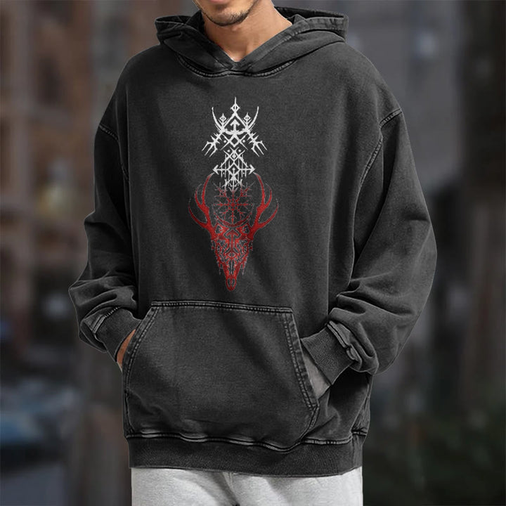 WorldNorse Viking Helm Of Awe Print Washed Hoodie - image 8