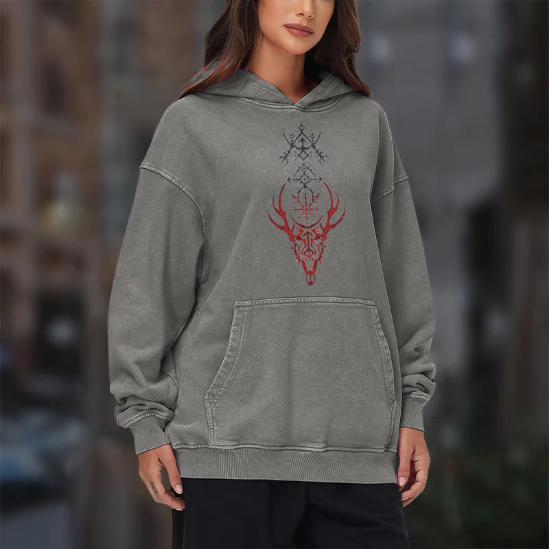 WorldNorse Viking Helm Of Awe Print Washed Hoodie - image 18
