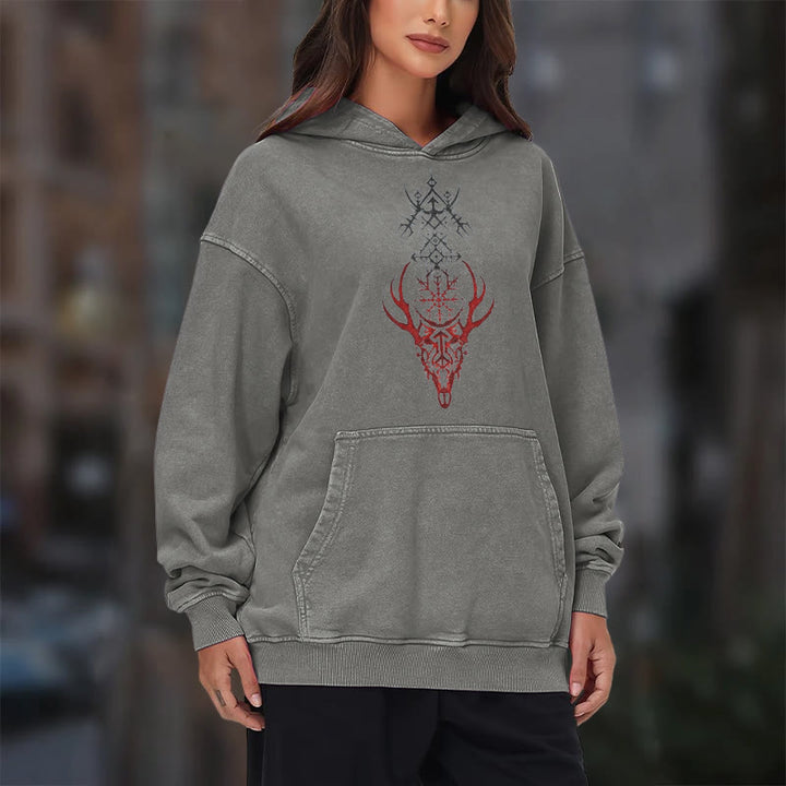 WorldNorse Viking Helm Of Awe Print Washed Hoodie - image 18