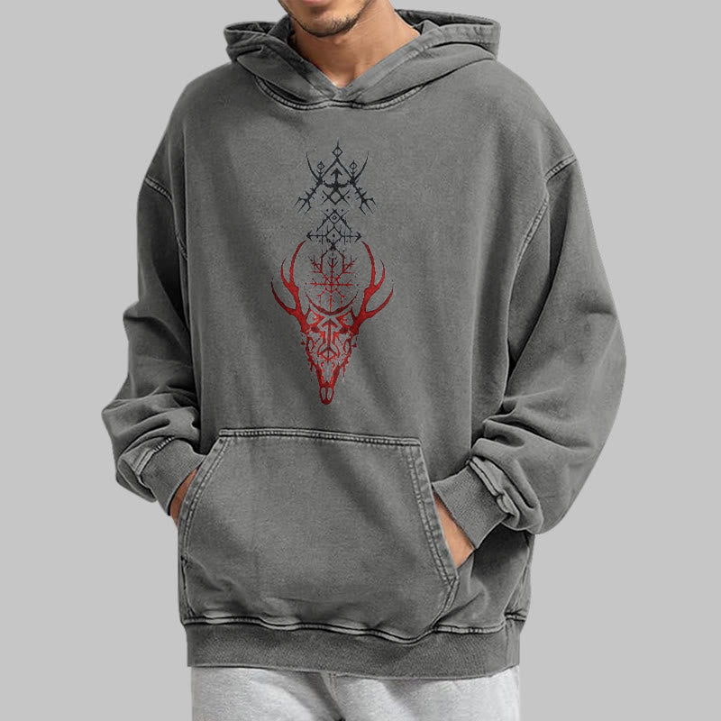 WorldNorse Viking Helm Of Awe Print Washed Hoodie - image 15