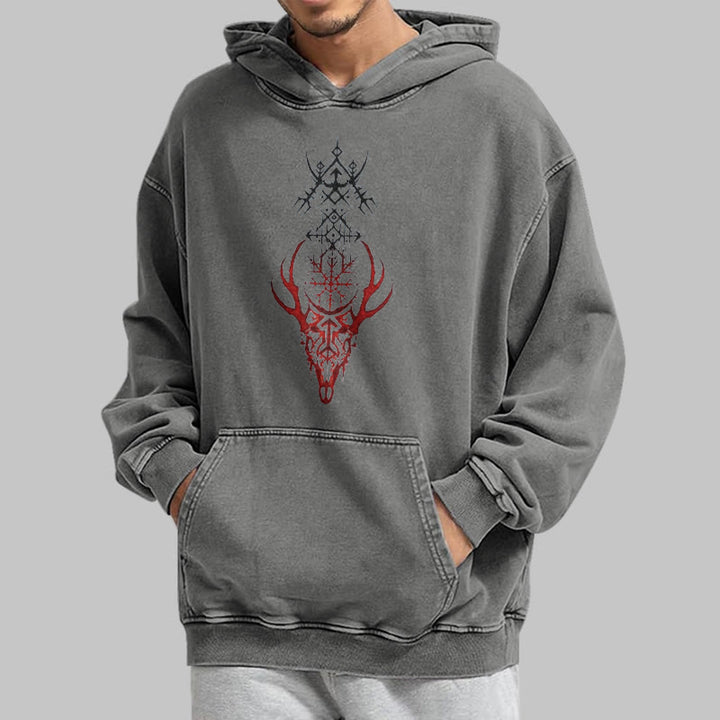 WorldNorse Viking Helm Of Awe Print Washed Hoodie - image 15