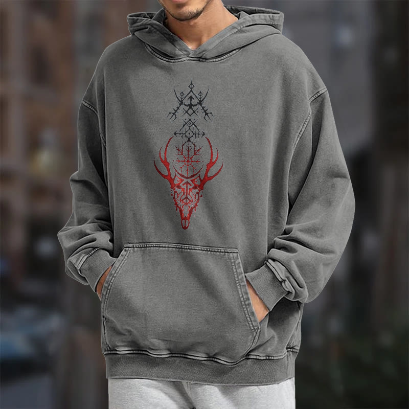 WorldNorse Viking Helm Of Awe Print Washed Hoodie - image 16