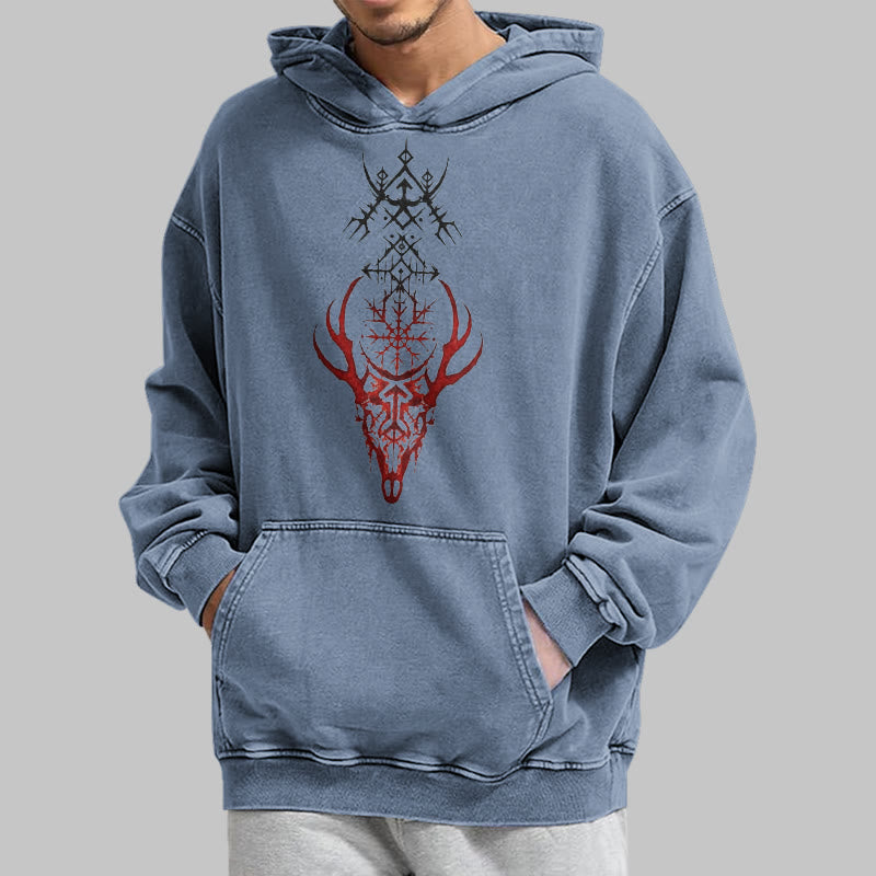 WorldNorse Viking Helm Of Awe Print Washed Hoodie - image 22