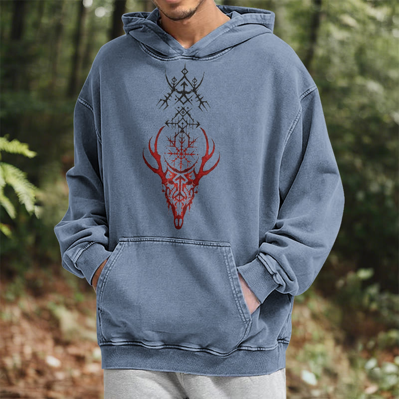 WorldNorse Viking Helm Of Awe Print Washed Hoodie - image 24