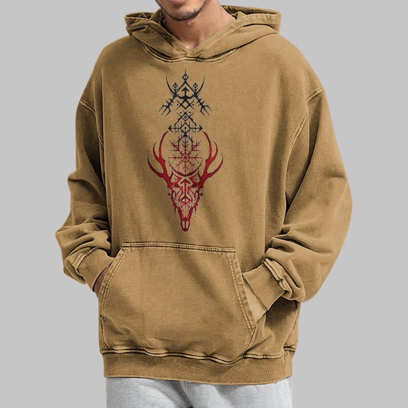 WorldNorse Viking Helm Of Awe Print Washed Hoodie - image 31