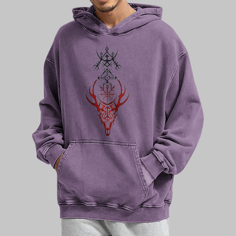 WorldNorse Viking Helm Of Awe Print Washed Hoodie - image 36