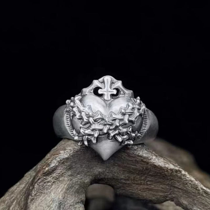 WorldNorse Heart Of Thorns Cross Ring