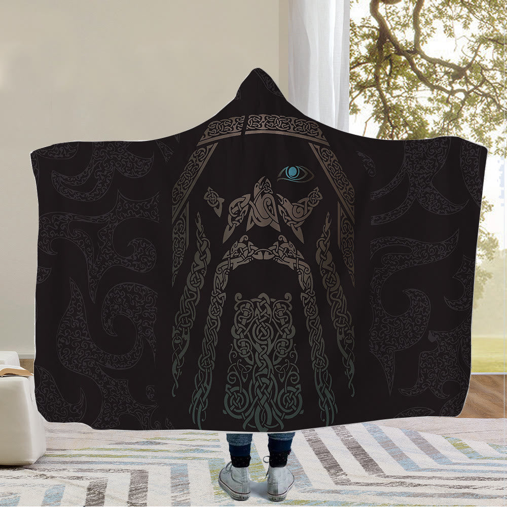 WorldNorse Odin Valknut Hooded Blanket - Odin - 150x200cm - image 0