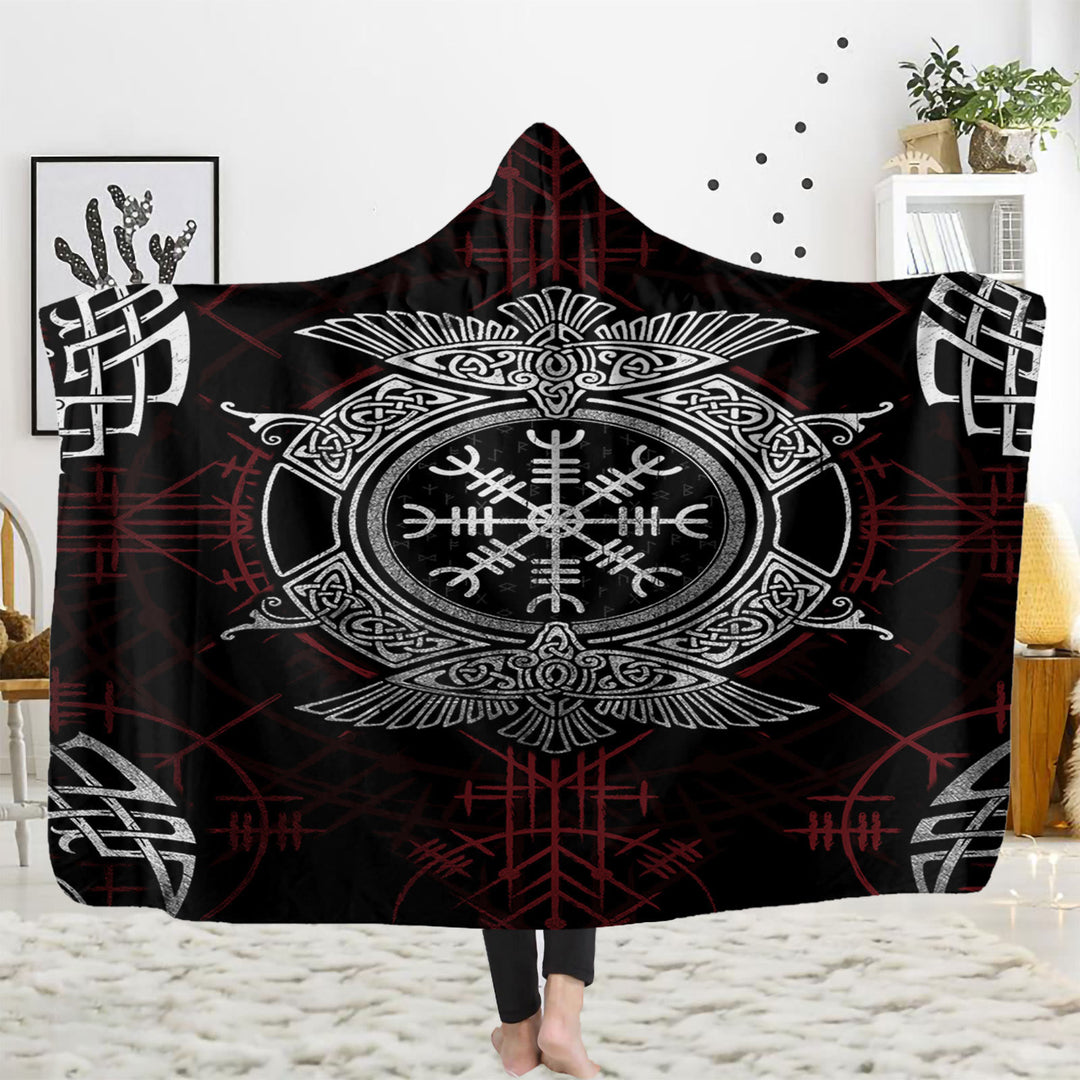 WorldNorse Viking Axe Hooded Blanket - Helm of Awe - 150x200cm - image 6