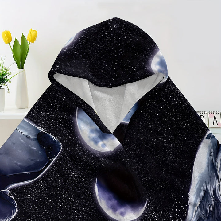 WorldNorse Moon Wolves Hooded Blanket - image 2