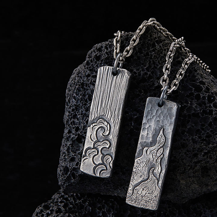 WorldNorse 925 Sterling Silver Waves Fire Necklace