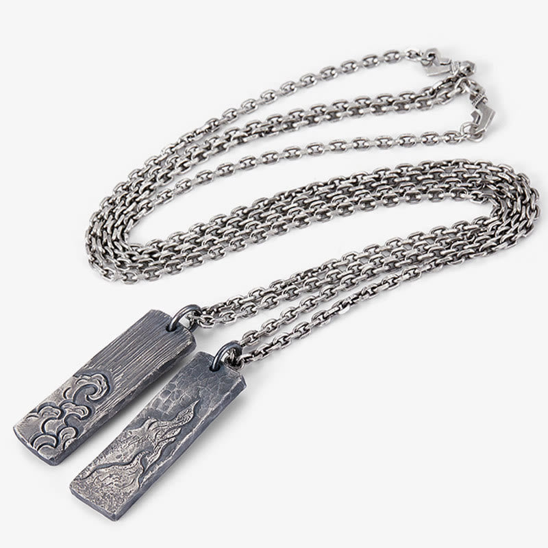 WorldNorse 925 Sterling Silver Waves Fire Necklace