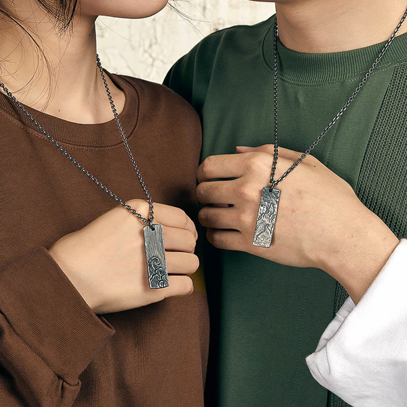 WorldNorse 925 Sterling Silver Waves Fire Necklace