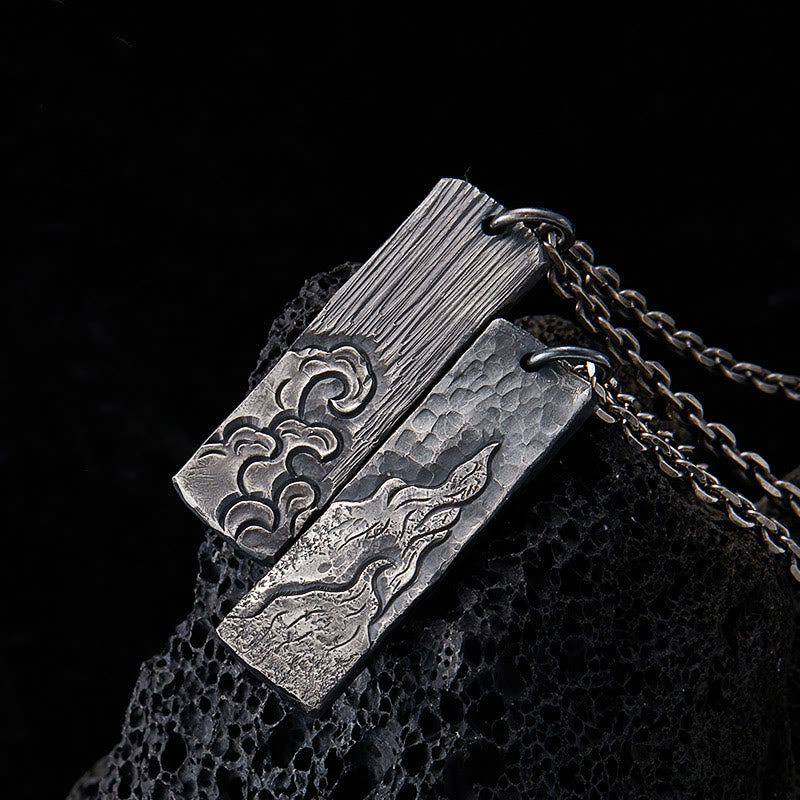 WorldNorse 925 Sterling Silver Waves Fire Necklace