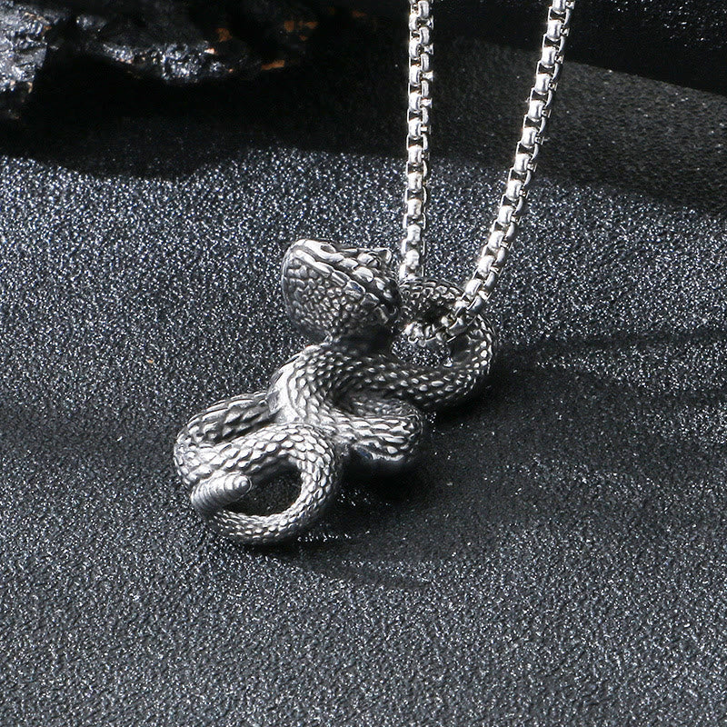 WorldNorse Coiled Snake Pendant Necklace