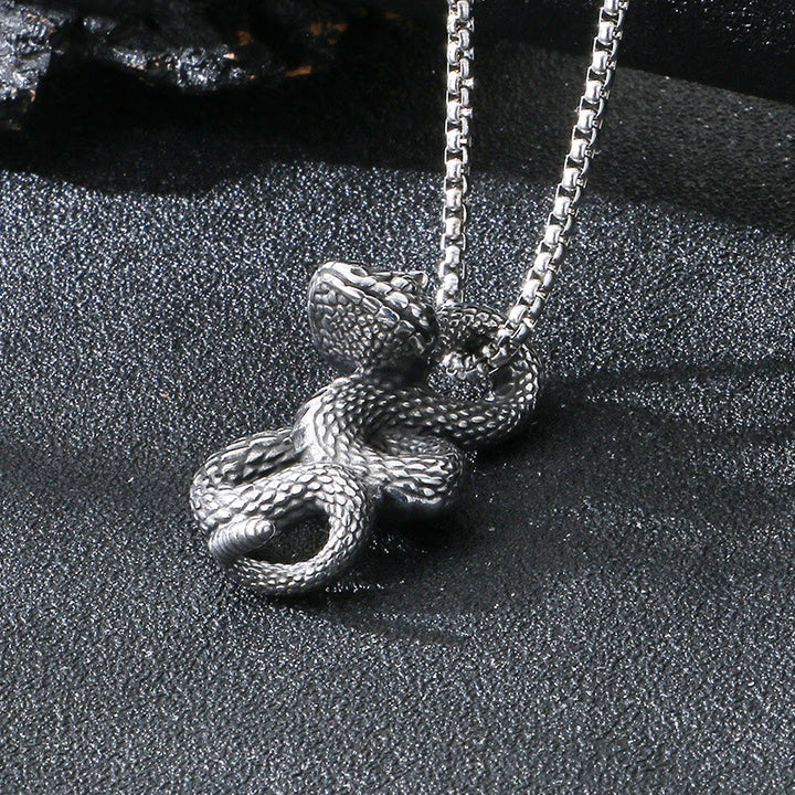WorldNorse Coiled Snake Pendant Necklace