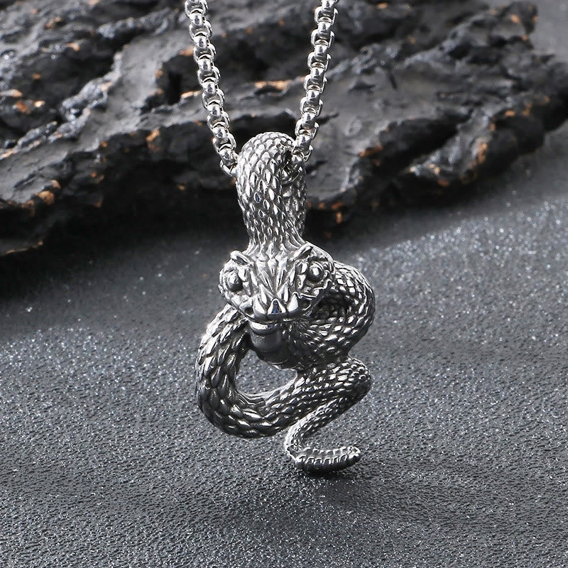 WorldNorse Coiled Snake Pendant Necklace
