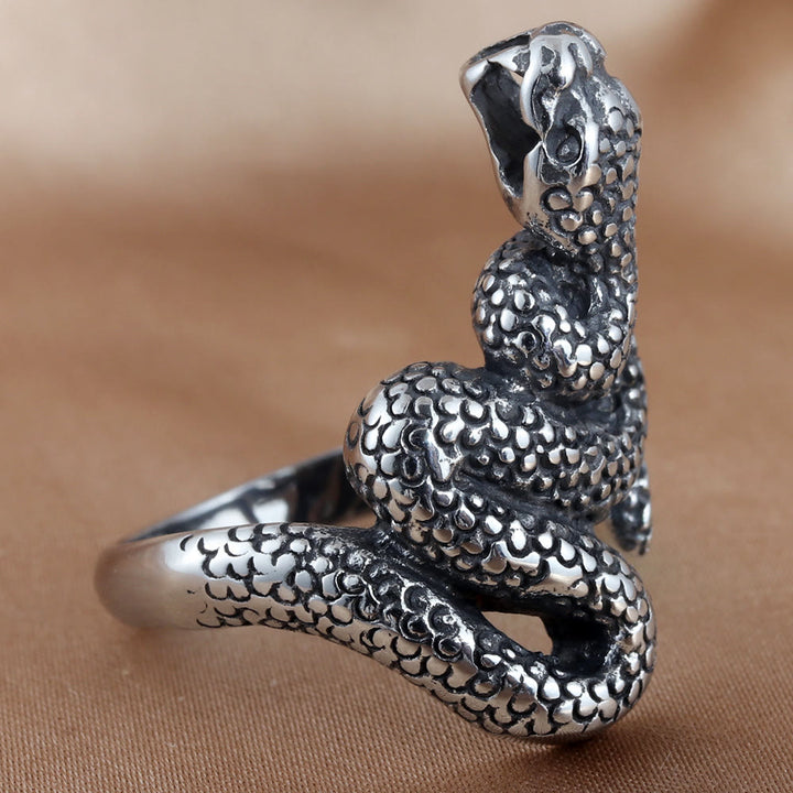 WorldNorse Coiled Serpent Snake Ring