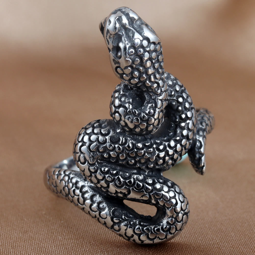 WorldNorse Coiled Serpent Snake Ring
