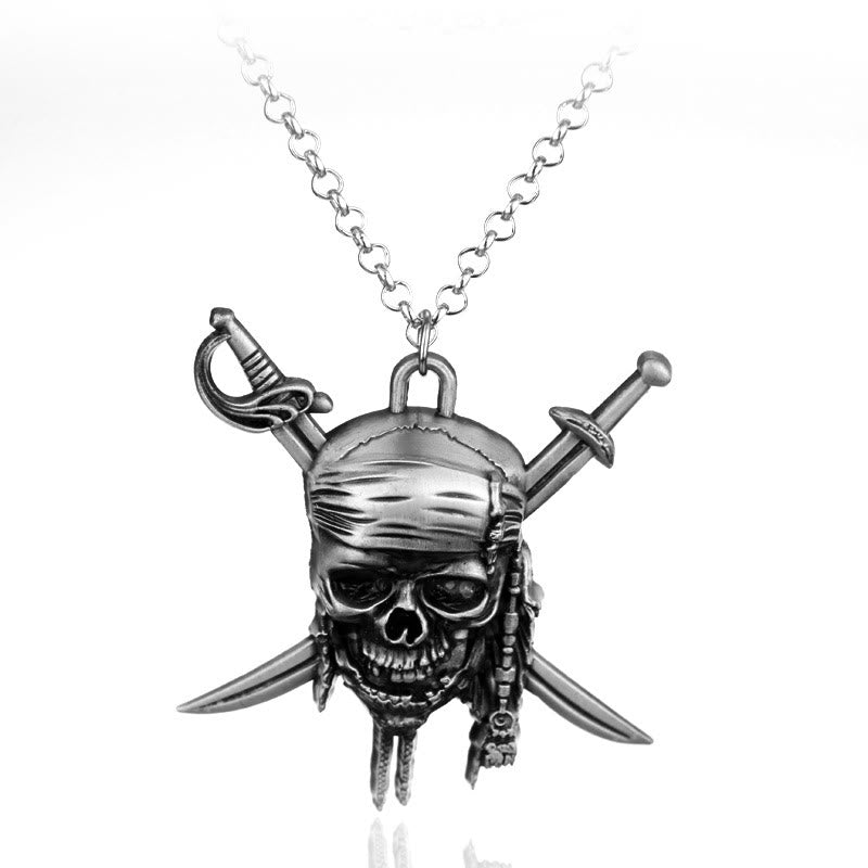 WorldNorse Punk Pirate Skull Charm Necklace