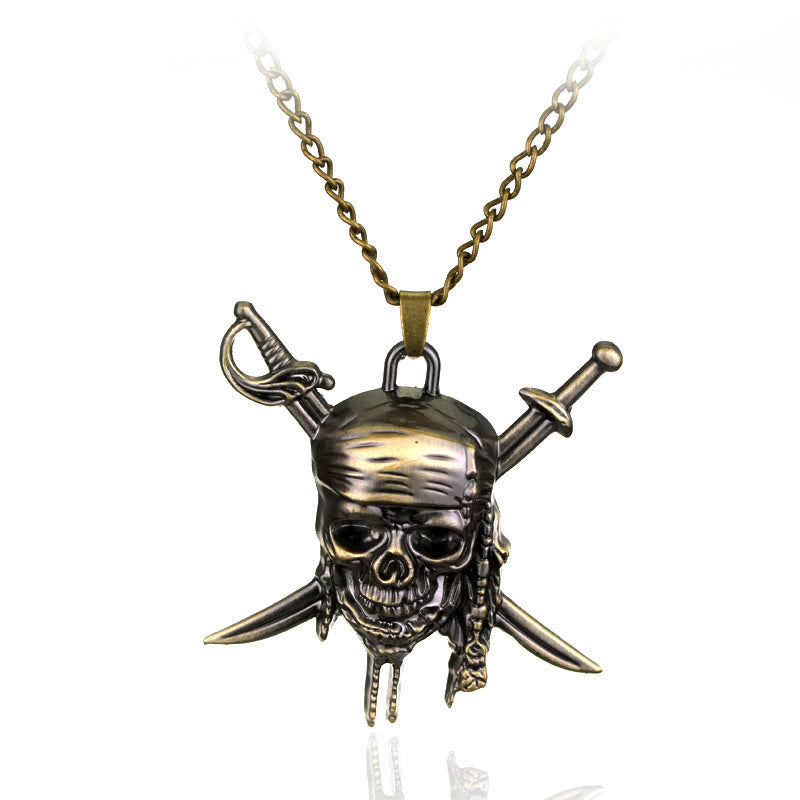 WorldNorse Punk Pirate Skull Charm Necklace
