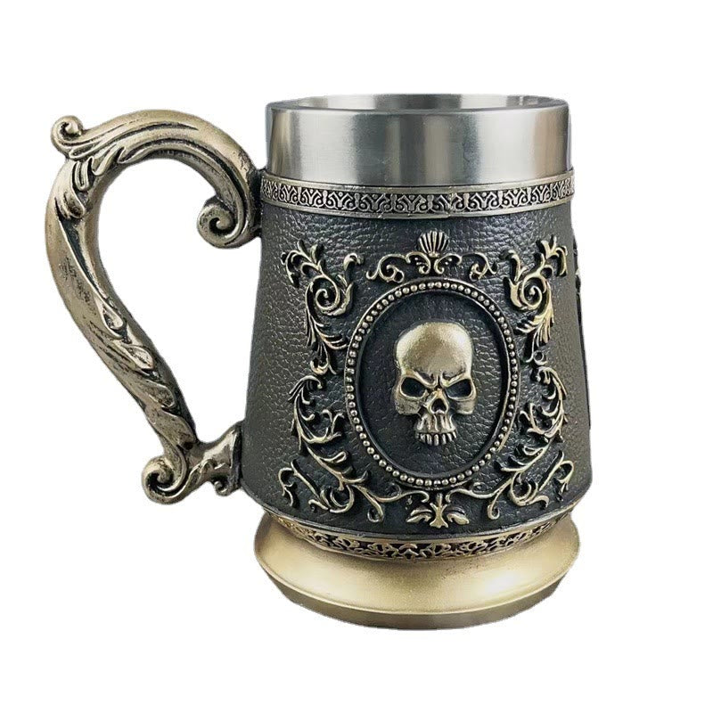WorldNorse Golden Ghost Skull Head Beer Mug