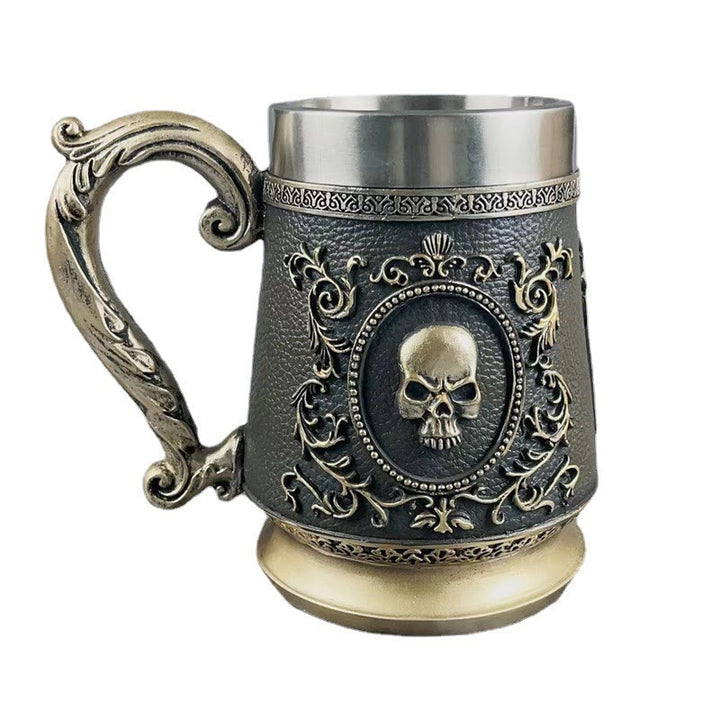 WorldNorse Golden Ghost Skull Head Beer Mug