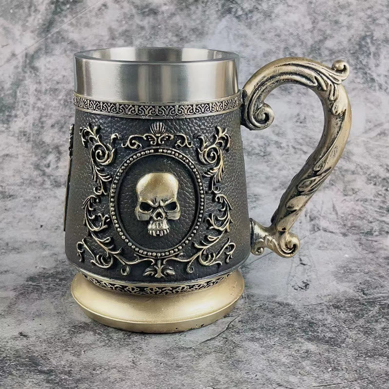 WorldNorse Golden Ghost Skull Head Beer Mug
