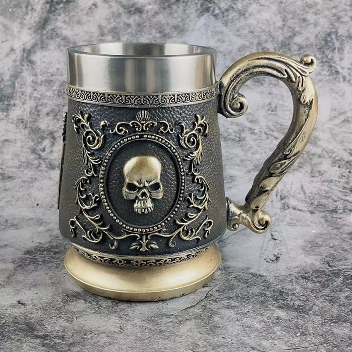 WorldNorse Golden Ghost Skull Head Beer Mug