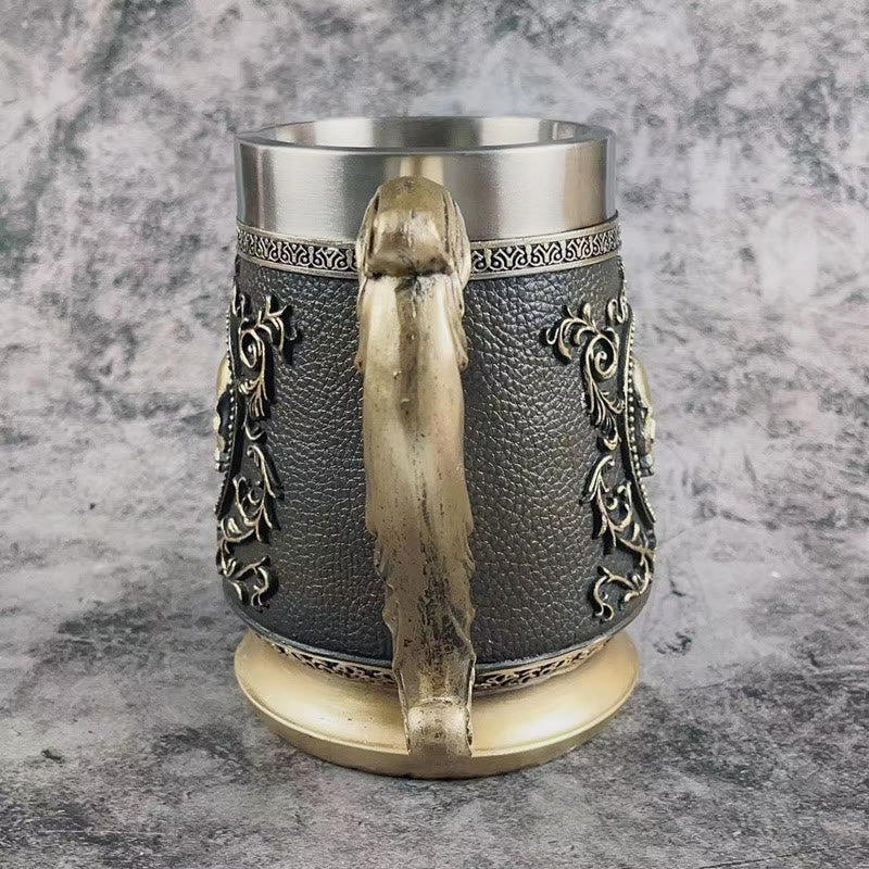 WorldNorse Golden Ghost Skull Head Beer Mug