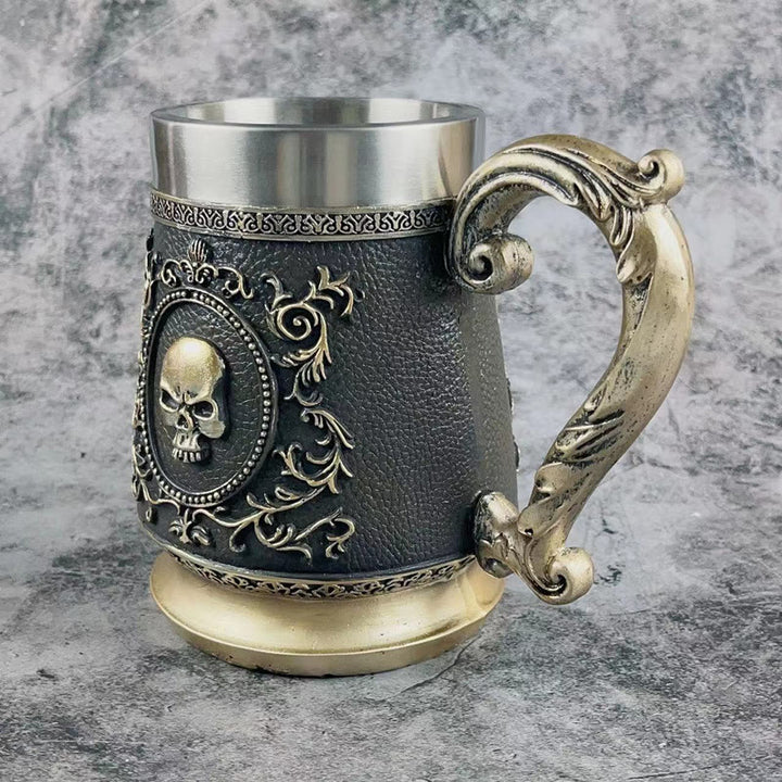 WorldNorse Golden Ghost Skull Head Beer Mug