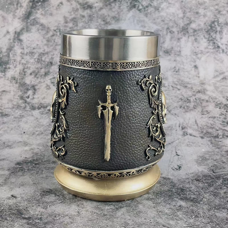 WorldNorse Golden Ghost Skull Head Beer Mug