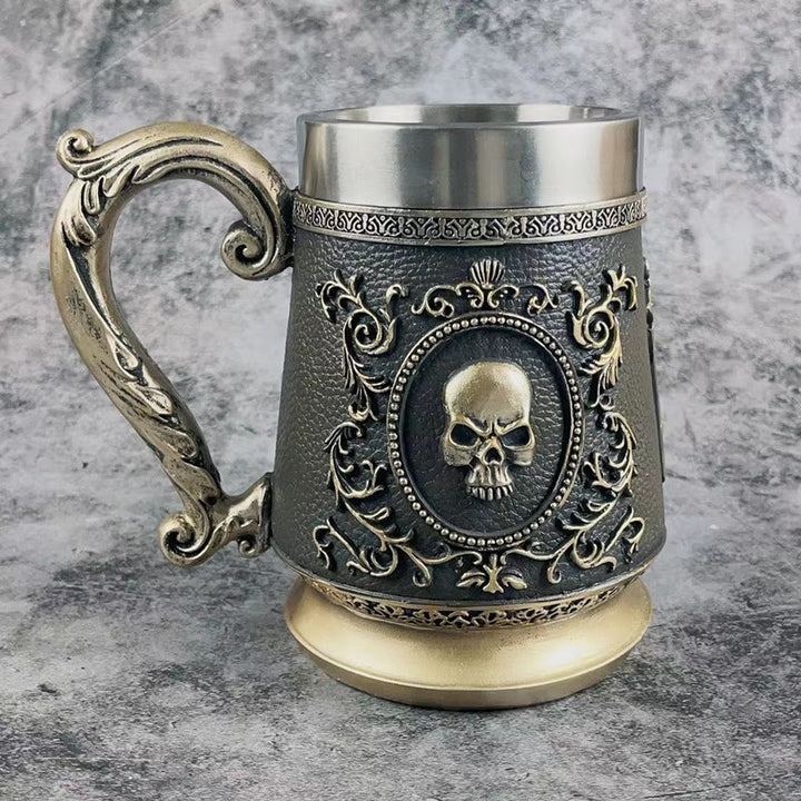 WorldNorse Golden Ghost Skull Head Beer Mug