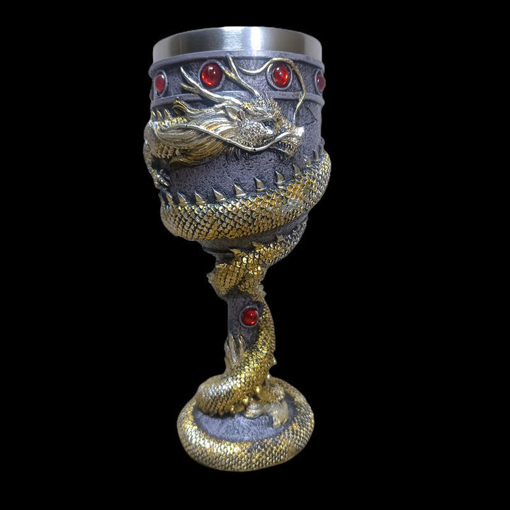 WorldNorse 3D Relief Medieval Viking Dragon Wine Goblet