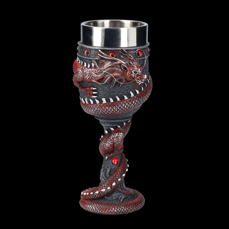WorldNorse 3D Relief Medieval Viking Dragon Wine Goblet