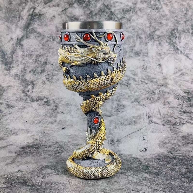 WorldNorse 3D Relief Medieval Viking Dragon Wine Goblet