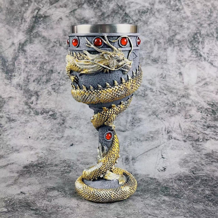 WorldNorse 3D Relief Medieval Viking Dragon Wine Goblet
