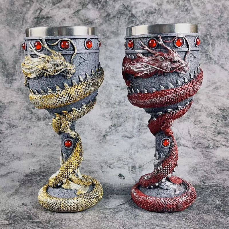 WorldNorse 3D Relief Medieval Viking Dragon Wine Goblet