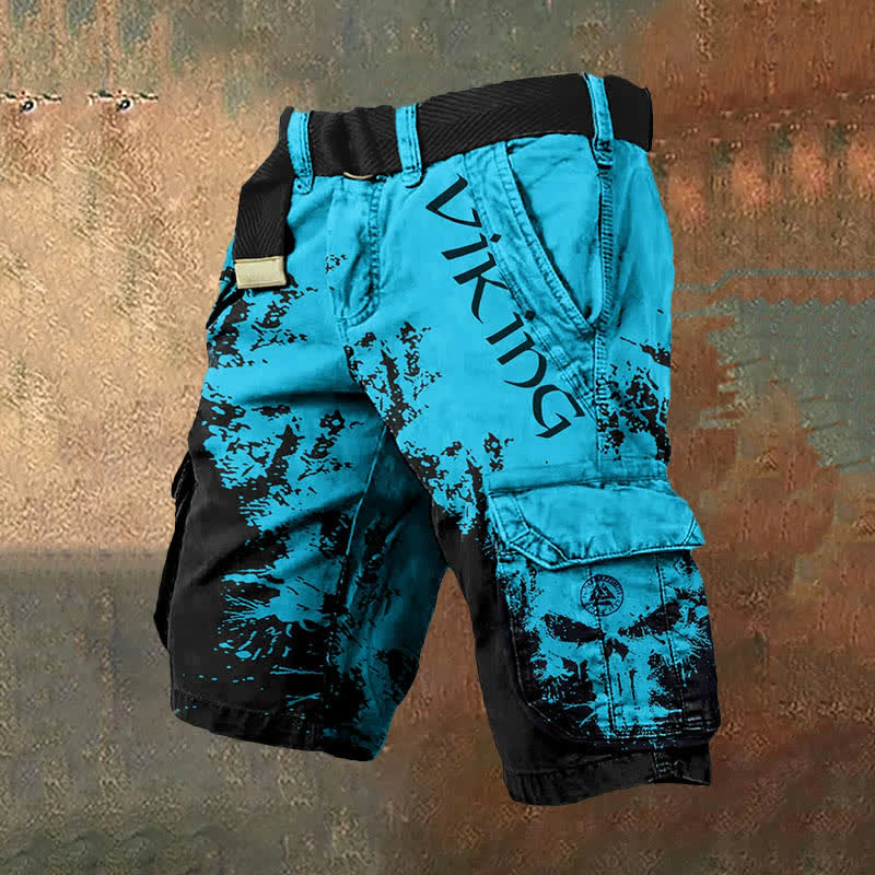 WorldNorse Viking Valknut Cargo Shorts - Cyan Black - US/UK/AU50,EU60 (5XL) - image 9