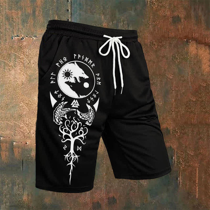 WorldNorse Viking Yggdrasil Wolves Raven Valknut Casual Shorts - US/UK/AU54,EU64 (7XL) - image 1
