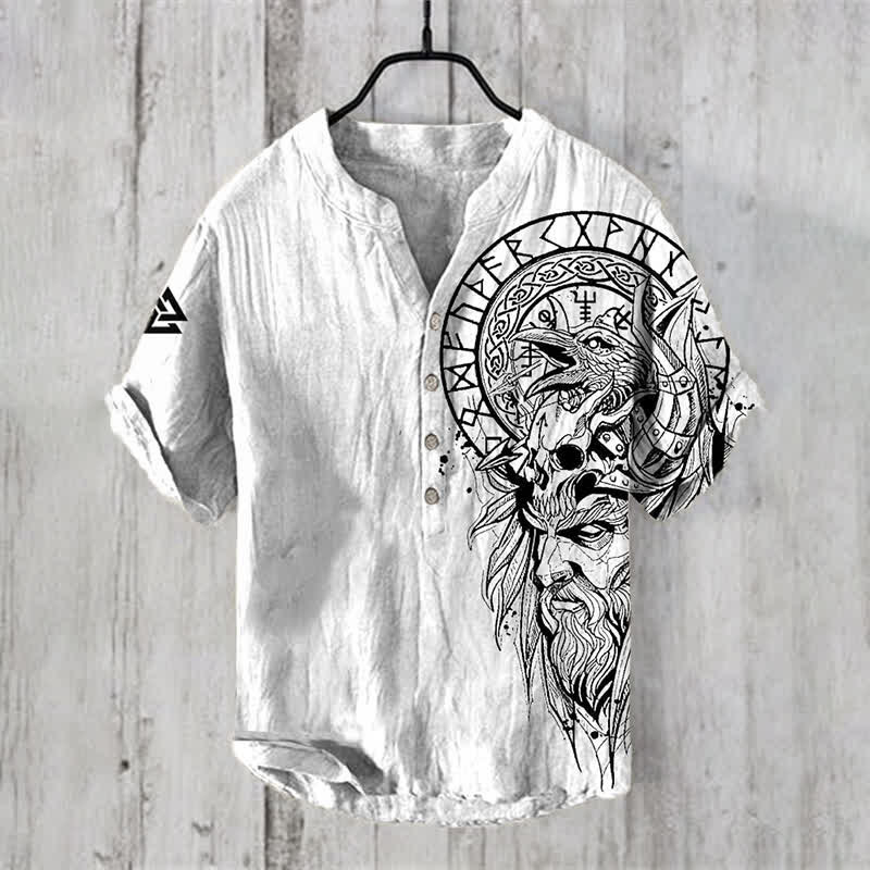 WorldNorse Viking Vegvisir Valknut Raven Casual Shirt - US/UK/AU50,EU60 (5XL) - image 1