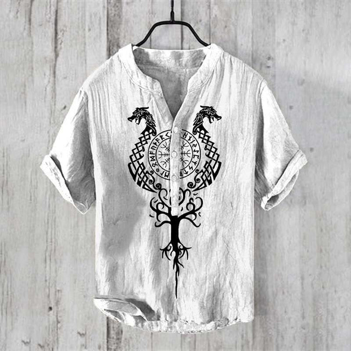 WorldNorse Viking Yggdrasil Vegvisir Norse Dragon Casual Shirt - White - US/UK/AU50,EU60 (5XL) - image 1