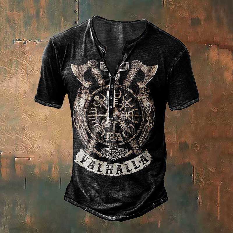 WorldNorse Viking Axe Vegvisir Mjolnir T-Shirt