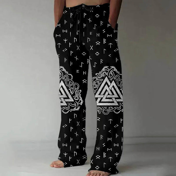 WorldNorse Viking Runes Graphic Drawstring Casual Pants - Black - US/UK/AU52,EU62 (6XL) - image 1