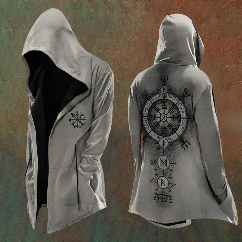 WorldNorse Vegvisir With Viking Rune Hooded Jacket