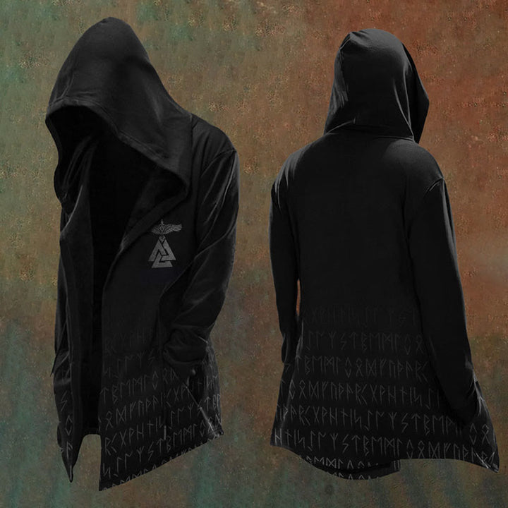 WorldNorse Raven Valknut Rune Hooded Jacket
